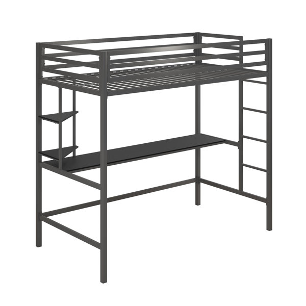 Novogratz Maxwell Metal Loft Bed with BuiltinDesk by Novogratz